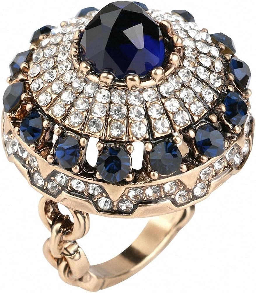 Luxury Big Natural Stone Ring Vintage Crystal Antique Rings For Women