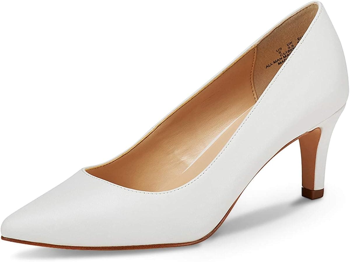 JENN ARDOR Women's Low Heels Ladies Closed Pointed Toe Slip On Mid Kitten Heel Dress Party Pumps