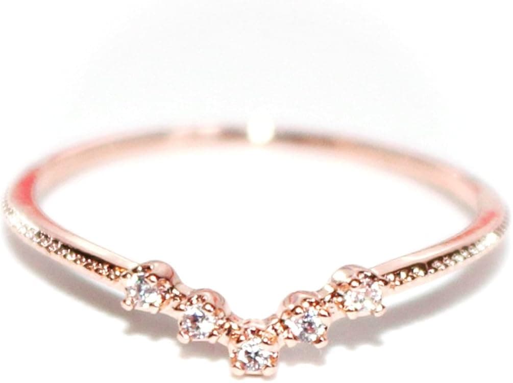 Gieschen Jewelers -Crystal V- 18K Rose/White Gold-Plated CZ Crystal Dainty Ring