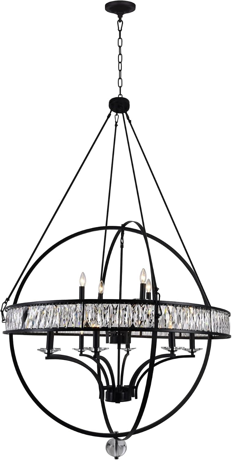 CWI Lighting Arkansas 42" 12-Light Traditional Metal Chandelier in Black