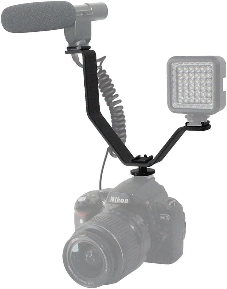 LimoStudio Triple Mount Cold Shoe V Mounting Bracket for Video Lights, Microphone, Monitor, Camera Accessories, Photo Studio, AGG2309
