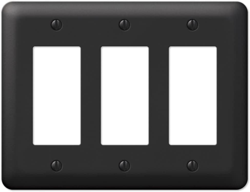 Black Metal Triple GFCI Rocker Decora Wall Plate Cover Enamel Finish
