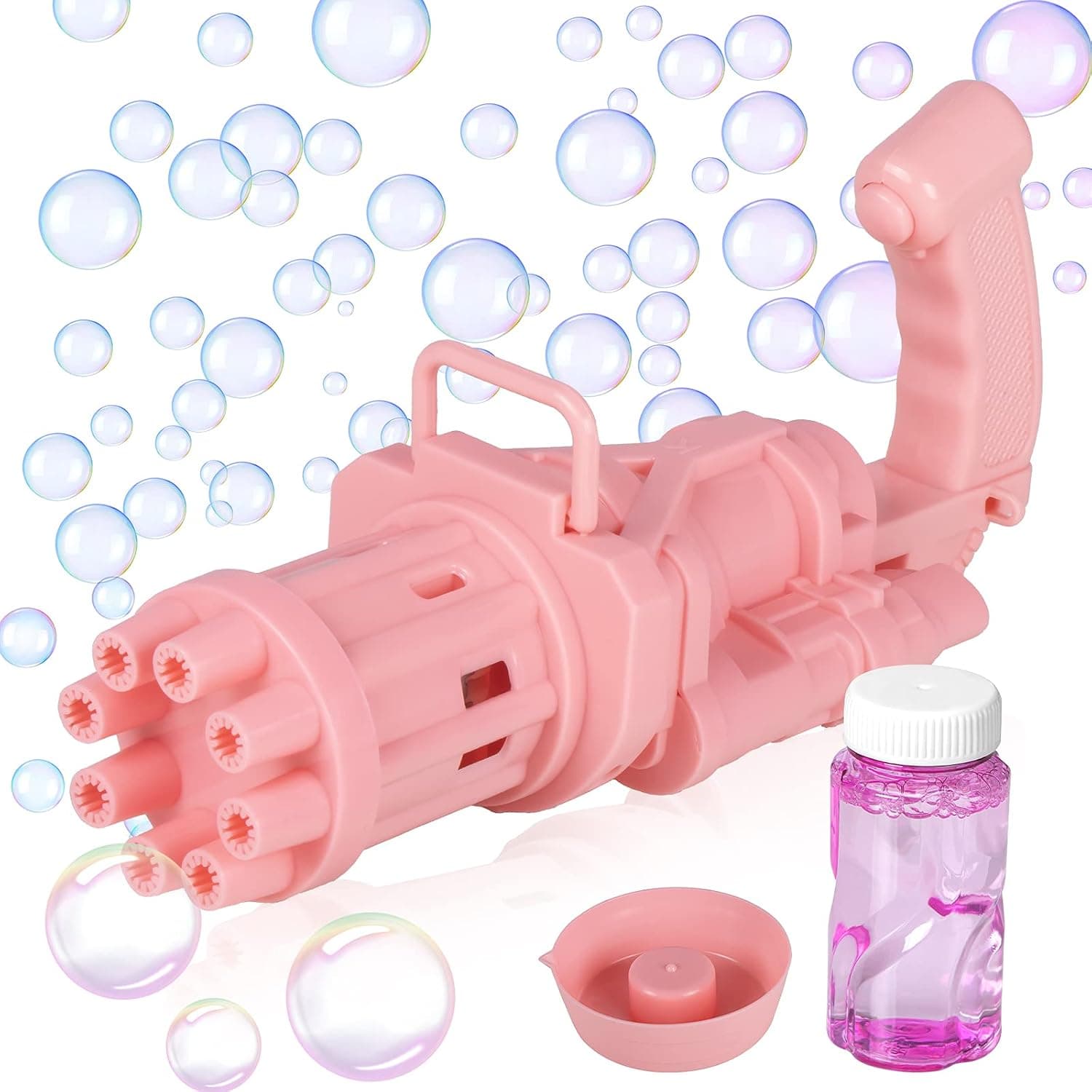 WETONG Bubble Machine, Bubble Gum Machine 2022 Bubble Machine for Toddlers and Kids, Bubble Blower Automatic Bubble Maker Machine Electric Bubble Gun Machine Toy Gifts (Pink, 1 Pack)