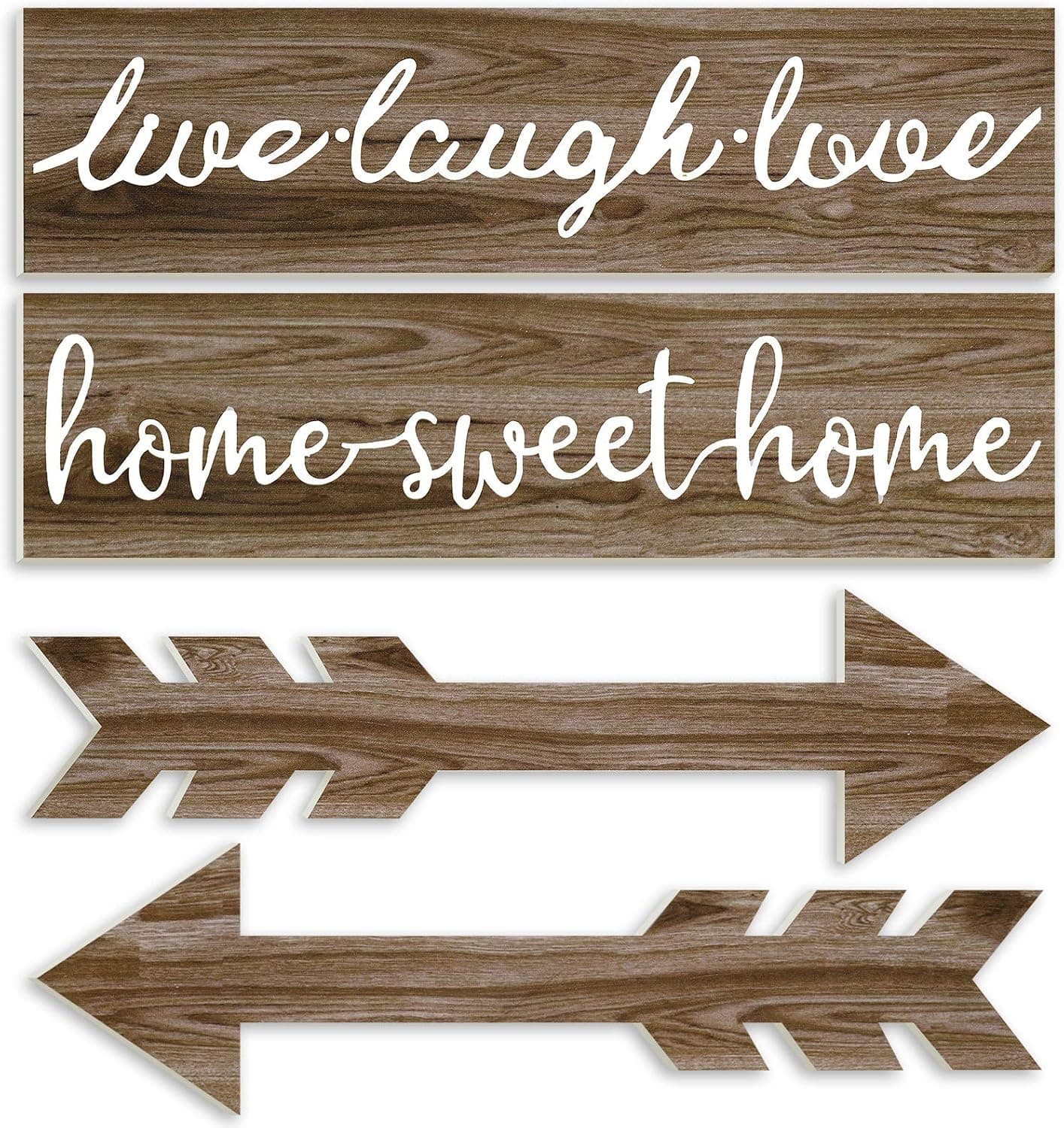Jetec 4 Pieces Wood Home Sweet Home Signs Rustic Wood Arrow Sign Live Laugh Love Sign Wooden Wall Decors Farmhouse Entryway Signs for Home, 3.7 x 13.8 x 0.2 Inch