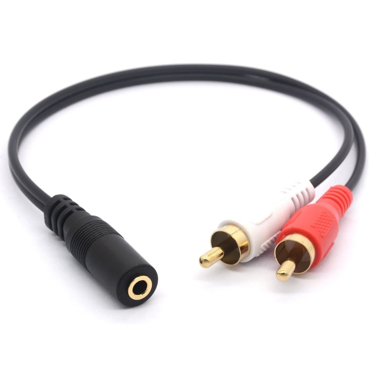 BSHTU Gold Plated 3.5mm Female to 2 RCA Male Audio Stereo Y Splitter Cable AV Adapter for Smartphones, Tablets and mp3 Players, Home Theater - 30CM