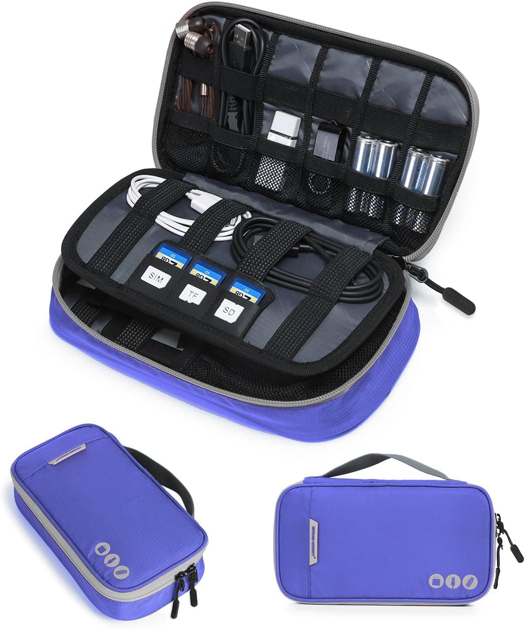 BAGSMART Electronic Organizer Travel Cable Organizer Bag Portable Electronic Accessories Bag for Cable, USB, Blue