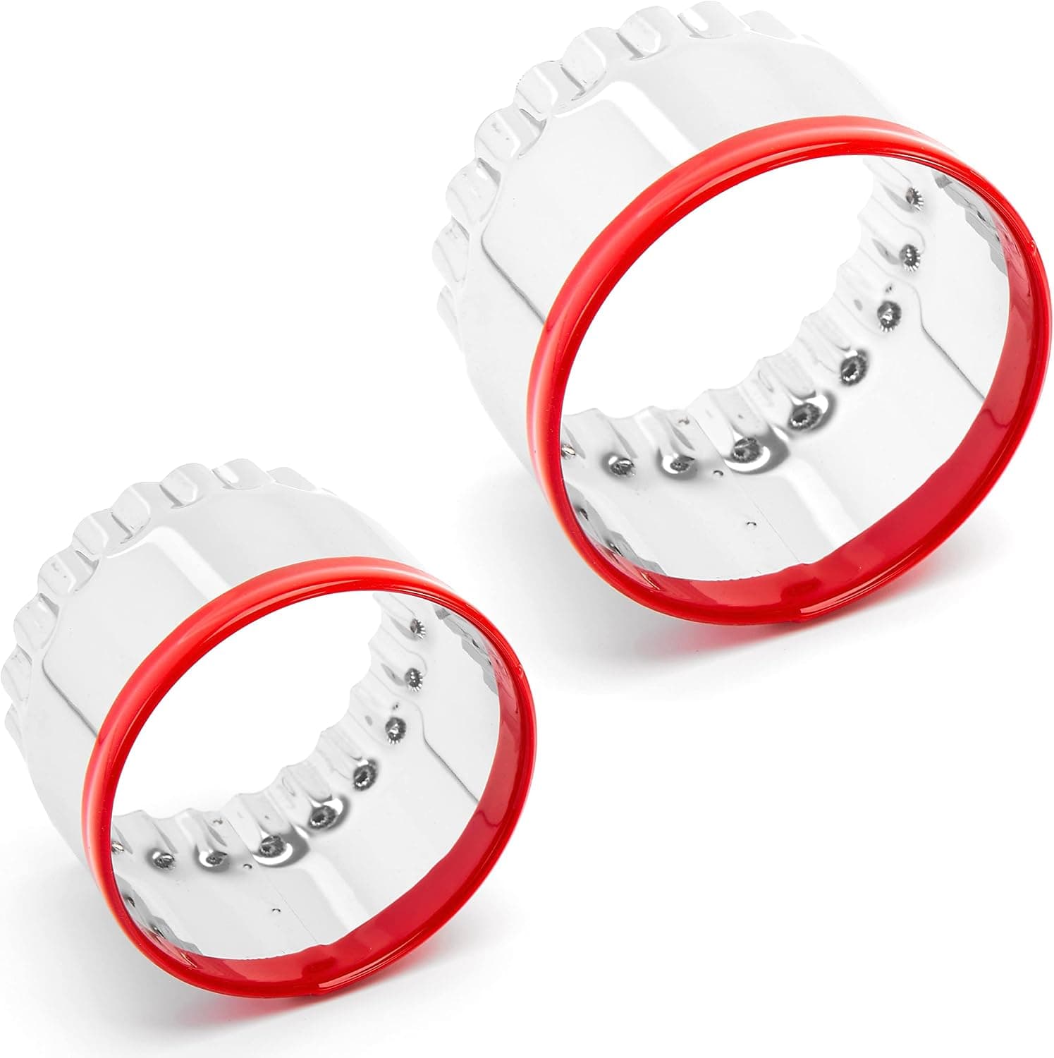 2Pcs Biscuit Cutter 3.5", 4.5", Fluted Round Cookie Cutters for Baking, Small Cake Cutter, Dough Cutter, Unique Design with Protective Red Top PVC