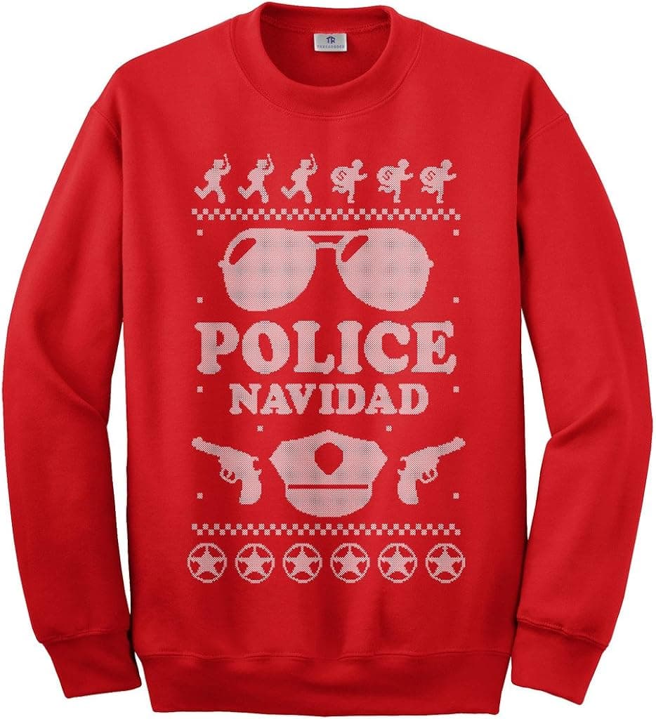 Threadrock Men's Police Navidad (Ugly Sweater) Sweatshirt