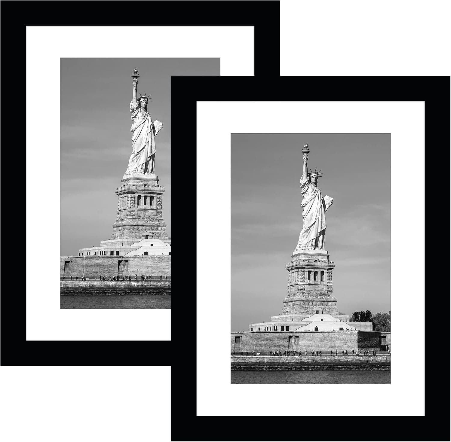 ENJOYBASICS 6x8 Picture Frame, Display Pictures 4x6 with Mat or 6x8 Without Mat, Wall Gallery Photo Frames, Black, 2 Pack