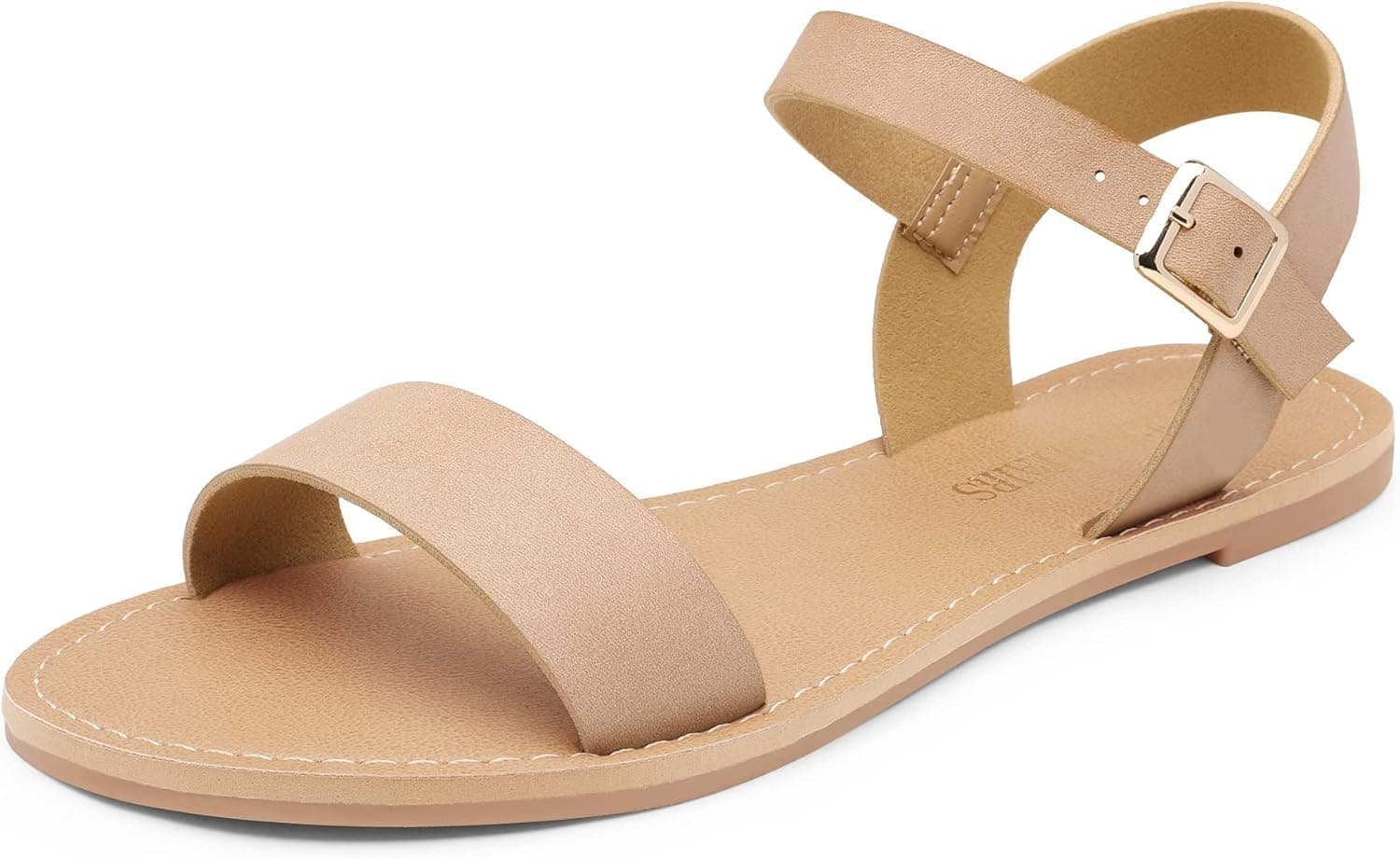 DREAM PAIRS Women's Cute Open Toes One Band Ankle Strap Flexible Summer Flat Sandals