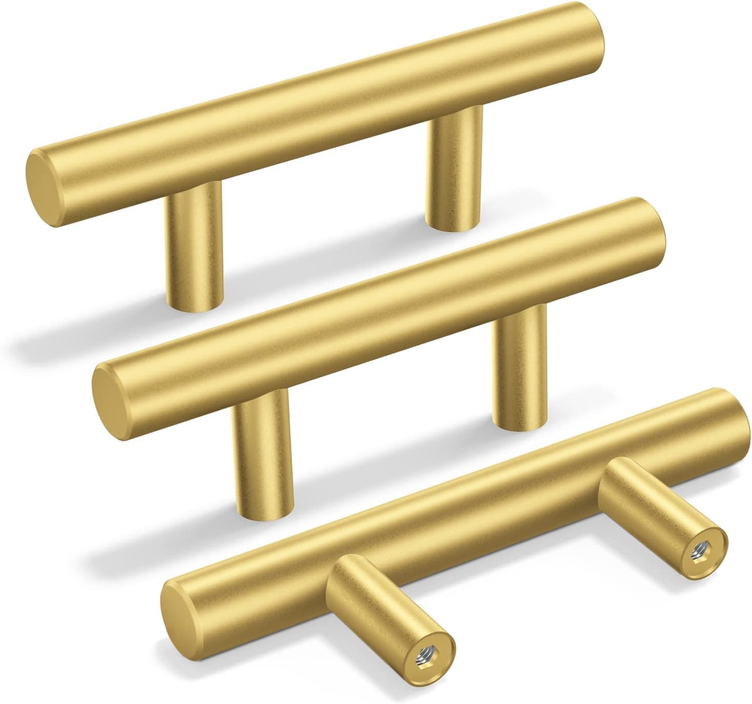 goldenwarm 2.5 inch Drawer Pulls Gold Cabinet Pulls - LS201GD64 Handles for Dresser Drawers Cabinet Door Handle Bedroom Furniture Hardware 4in Overall Length，30 Pack