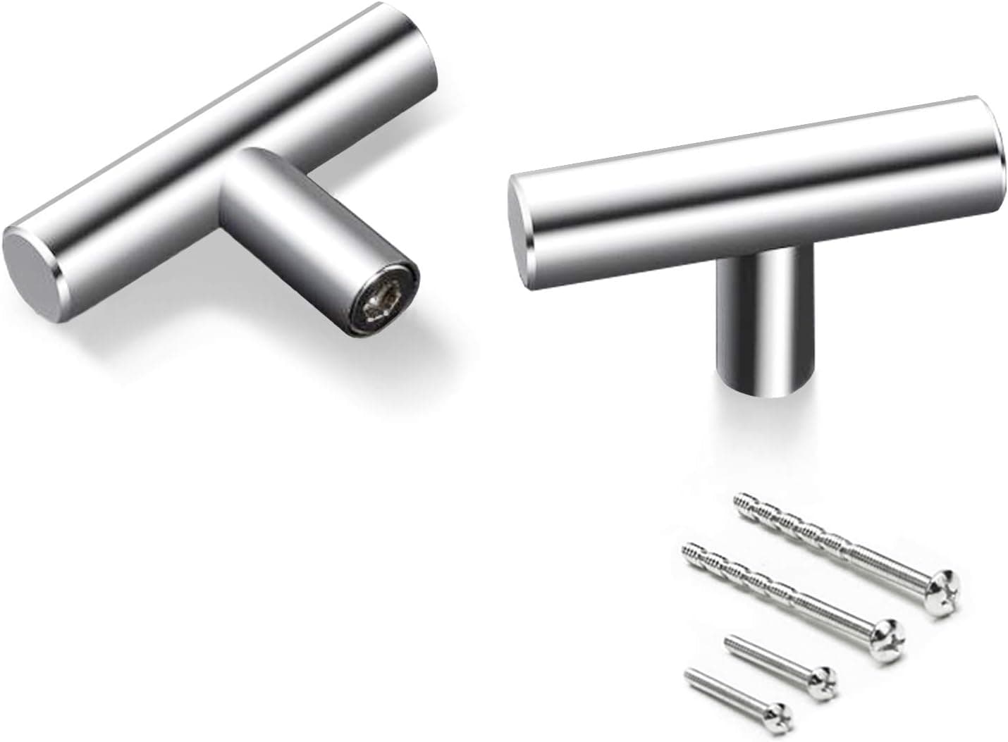 Home TZH Brushed Nickel Kitchen Cabinet Handles [30-Pack], 2” T Bar Cabinet Pulls, Euro Bar Style Hardware, Perfect for Kitchen/Dresser/Drawer/Bathroom(30, 2" Overall Length)