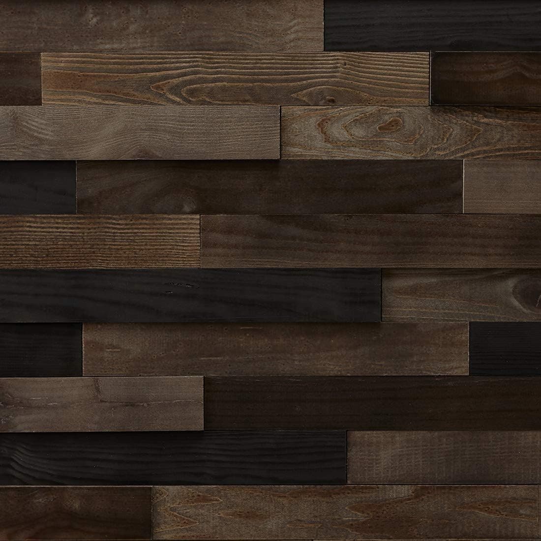 Timberwall - Landscape Collection Black Rock Desert - DIY Wood Wall Panel - Solid Wood Planks - Easy Peel and Stick Application - 9.8 Sq Ft
