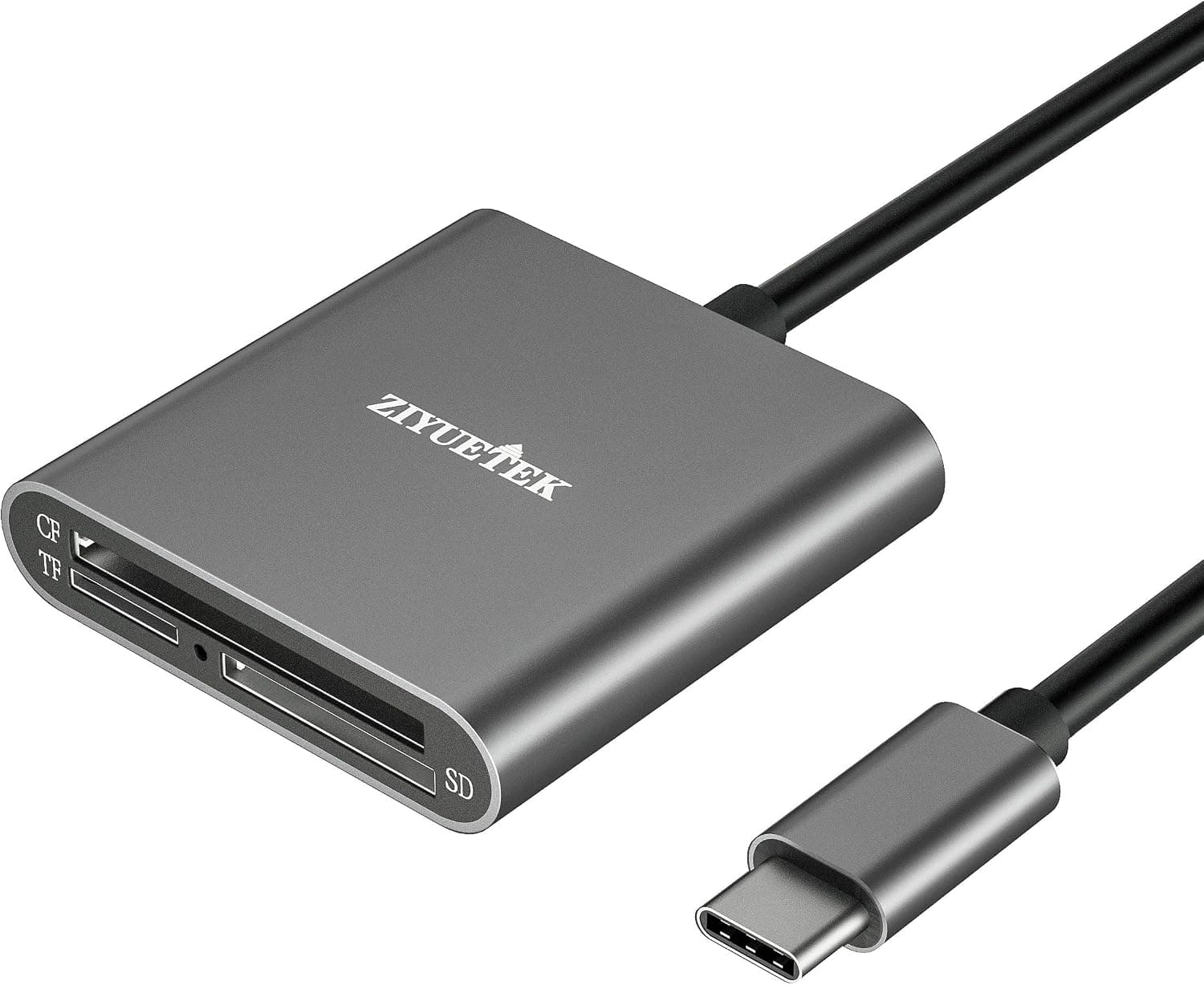 USB C CF Card Reader, Aluminum 3-Slot USB 3.0 Type-C Flash Memory Card Reader for USB C Device, Supports SanDisk Compact Flash Memory Card and Lexar Professional CompactFlash Card