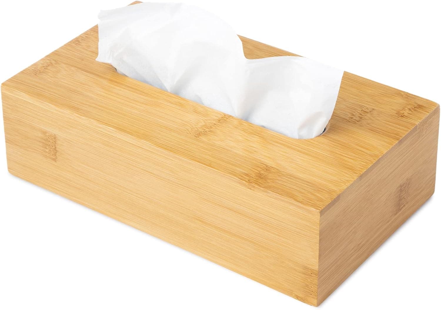 JUSK Design Tissue Box Holder - Modern, Minimalist, and Durable Wooden Tissue Box with Sliding Bottom, Easy-Refill- Premium-Quality Bamboo Tissue Box Cover, Fits 120-Count Box, Short Rectangular