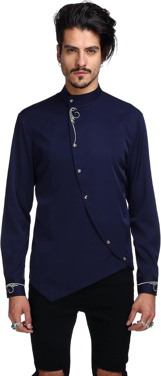 WHATLEES Mens Long Sleeve Extra Long Design Dress Shirt