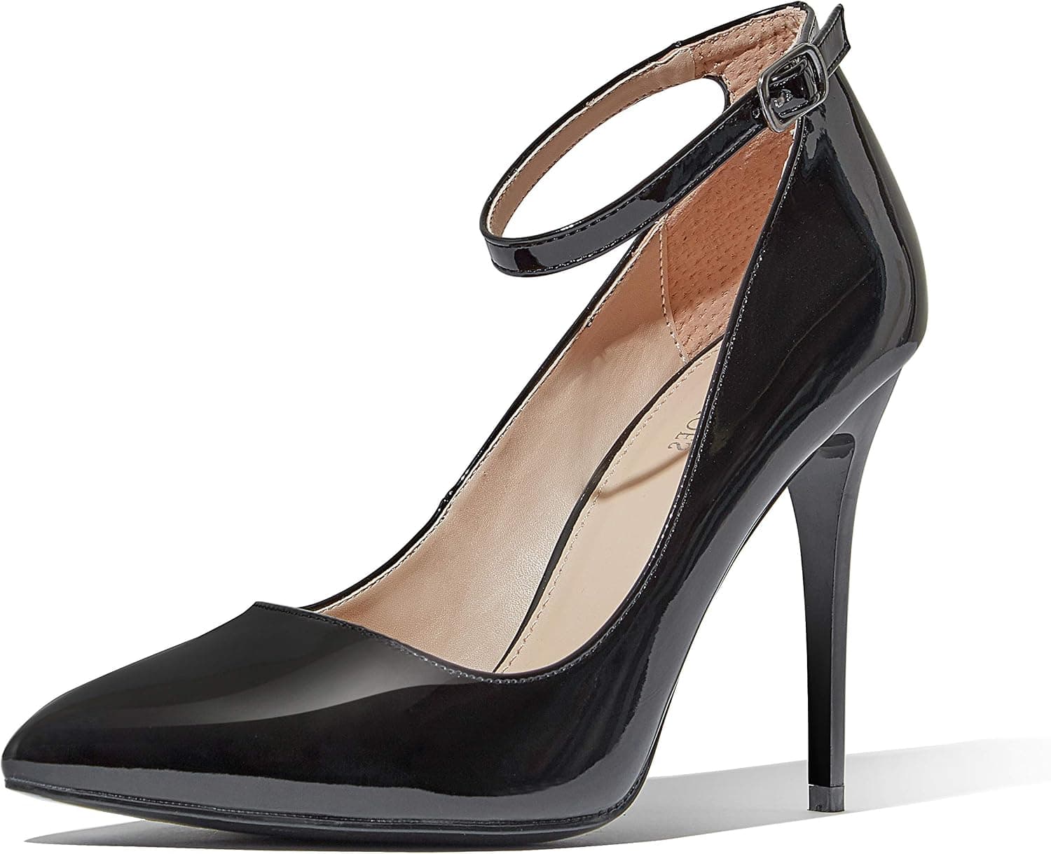DailyShoes Women's Classic Ankle Strap Stiletto Pointed Toe Paris-02 High Heel Dress Pump Shoes