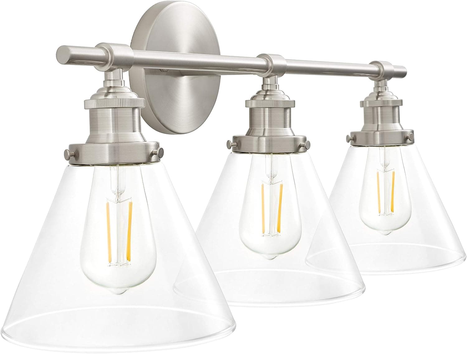 Linea di Liara Tenesa 3-Light Bathroom Vanity Light Brushed Nickel Bathroom Light Fixtures with Clear Glass Shades Modern Vanity Lights for Bathroom Above Mirror, LED Bulbs Included, UL Listed