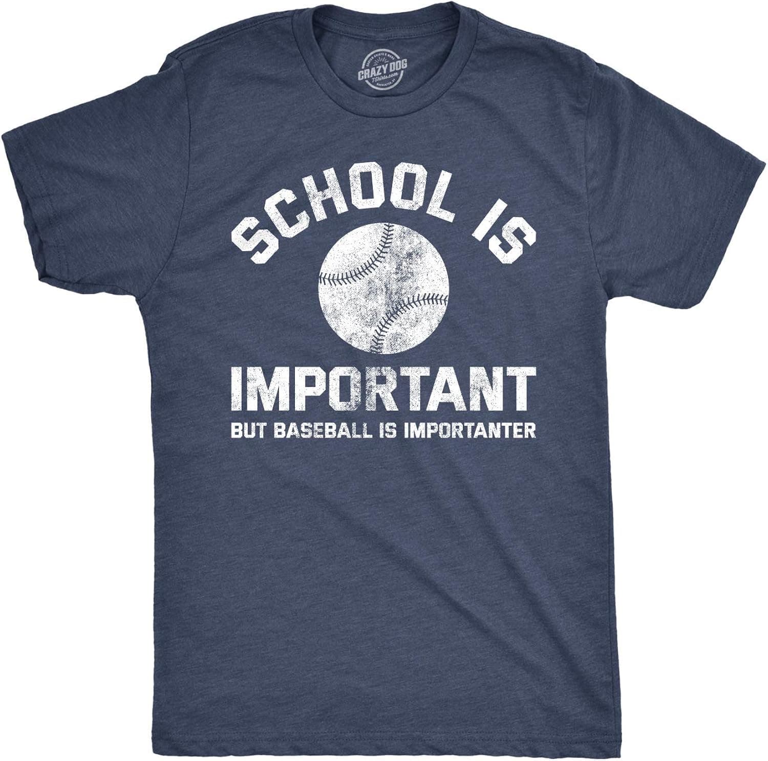 Mens School is Important But Baseball is Importanter Tshirt Funny Sports Tee