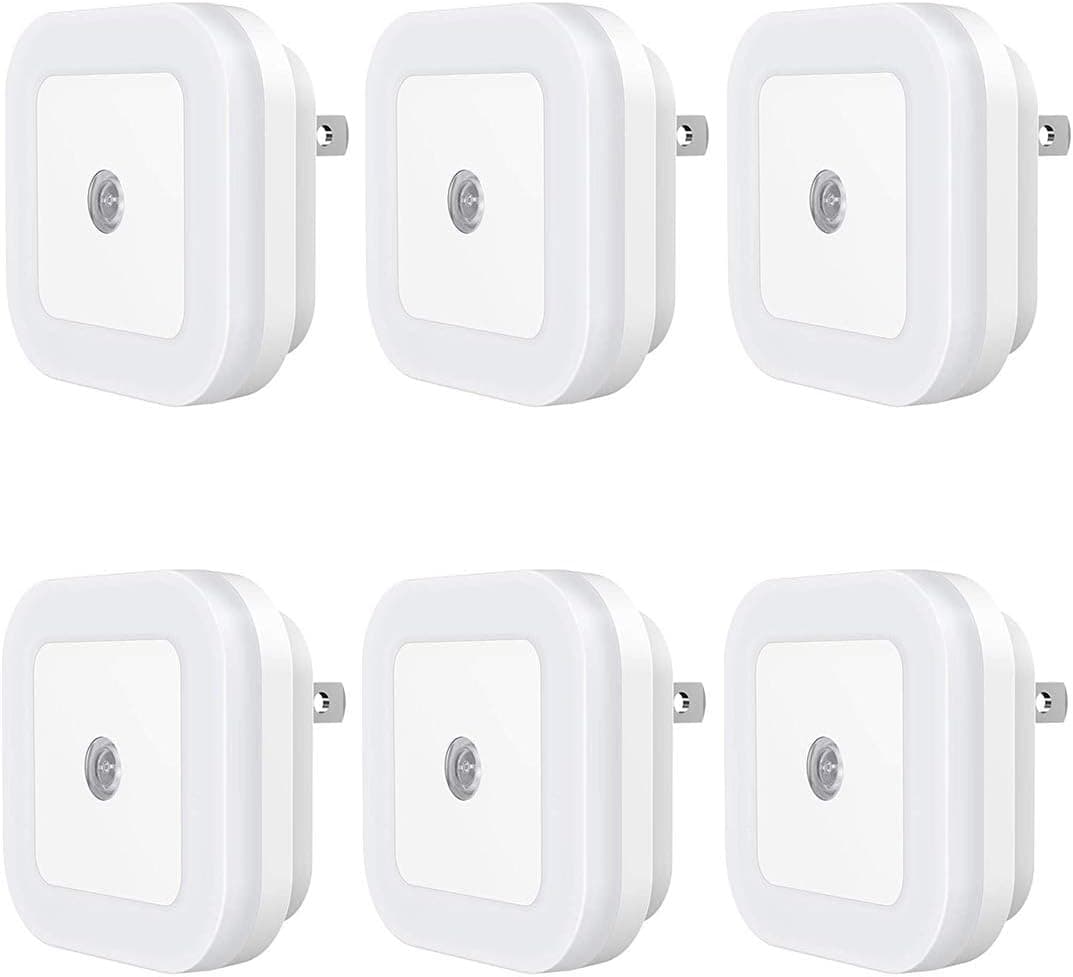 OEXEO SC01 Plug-in LED Night Light Lamp with Dusk to Dawn Sensor for Hallway, Kitchen, Bathroom, Bedroom, Stairs, Daylight White, 6-Pack (Daylight White) (White)