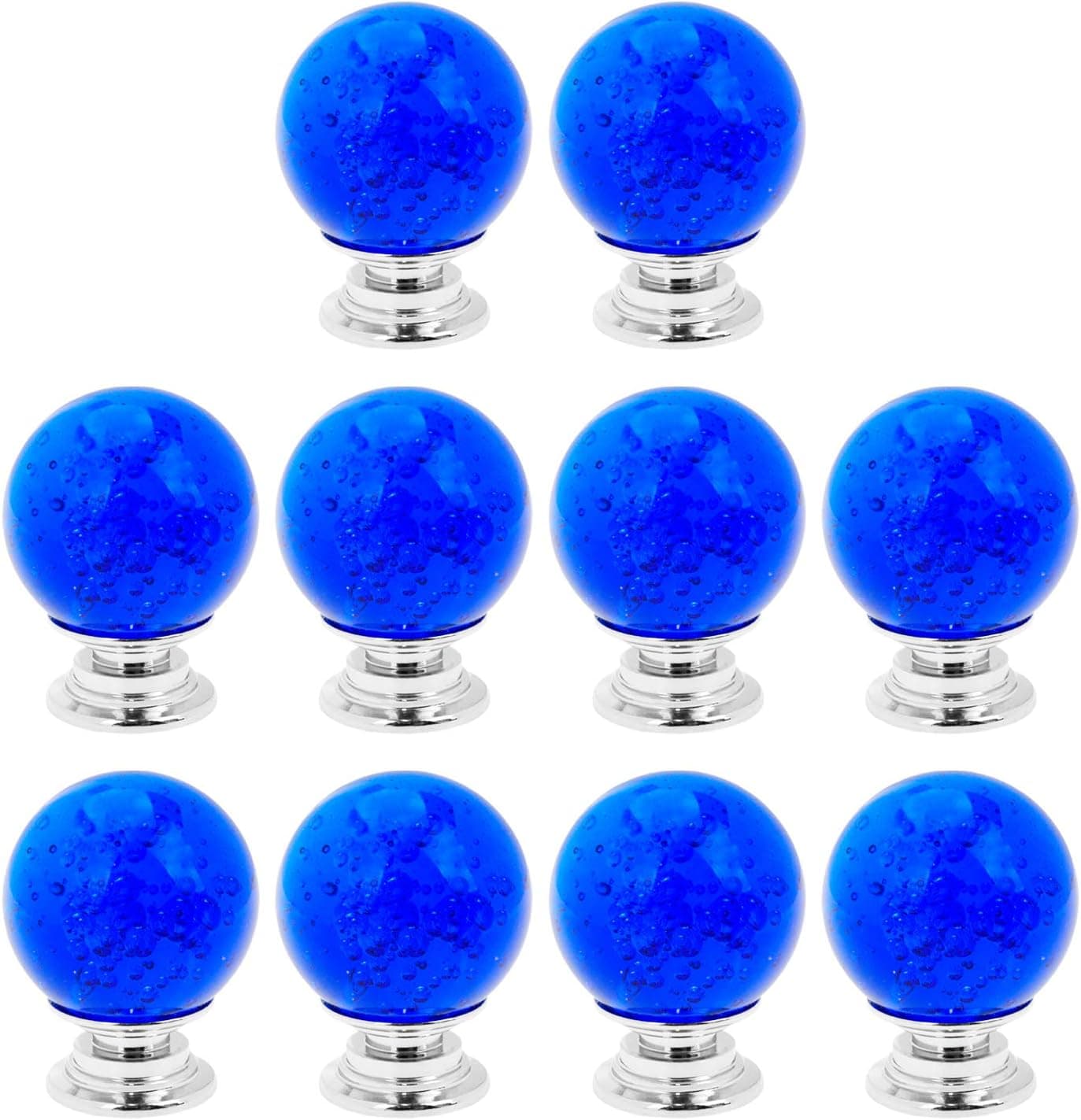 Bitray 10PCS Aqua Blue Bubbles Crystal Knobs Glass Cabinet Knobs Drawer Pulls Handle for Home, Cabinet, Drawer and Dresser