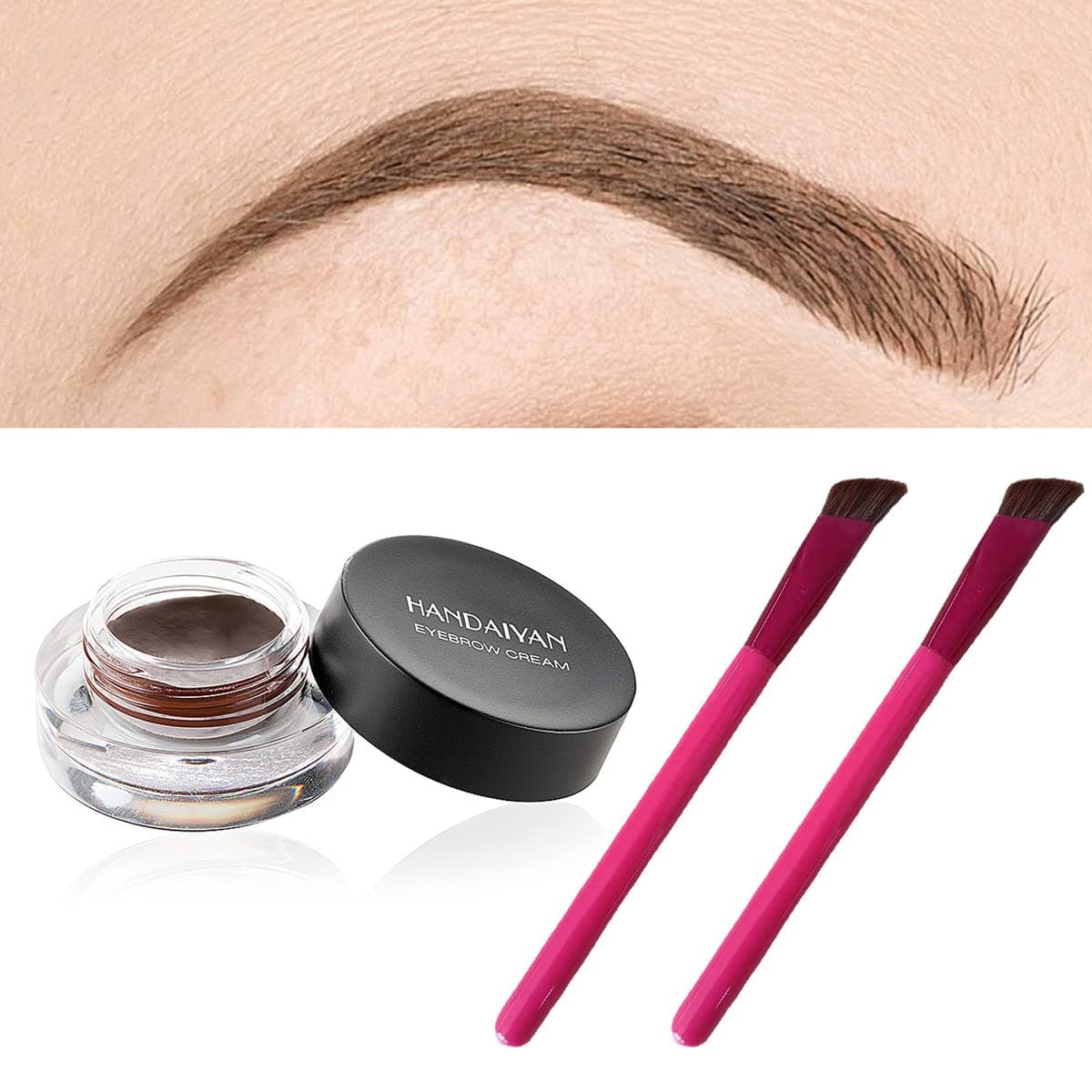 Multi-Function Eyebrow Brush, Free Eyebrow Gel, Brow Brushes For Eyebrow Tinting, Angled Eyebrow Brush Stiff (2*Brush+Light brown Gel)