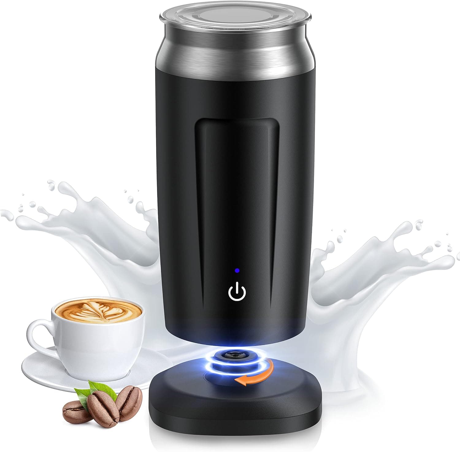 Electric Milk Frother, 4-in-1 Milk Steamer for Hot and Cold Foam, 8.1oz/240ml Automatic Milk Frother and Steamer for Latte, Cappuccino, Macchiato, Easy to Clean Non-Stick Interior, Temperature Control
