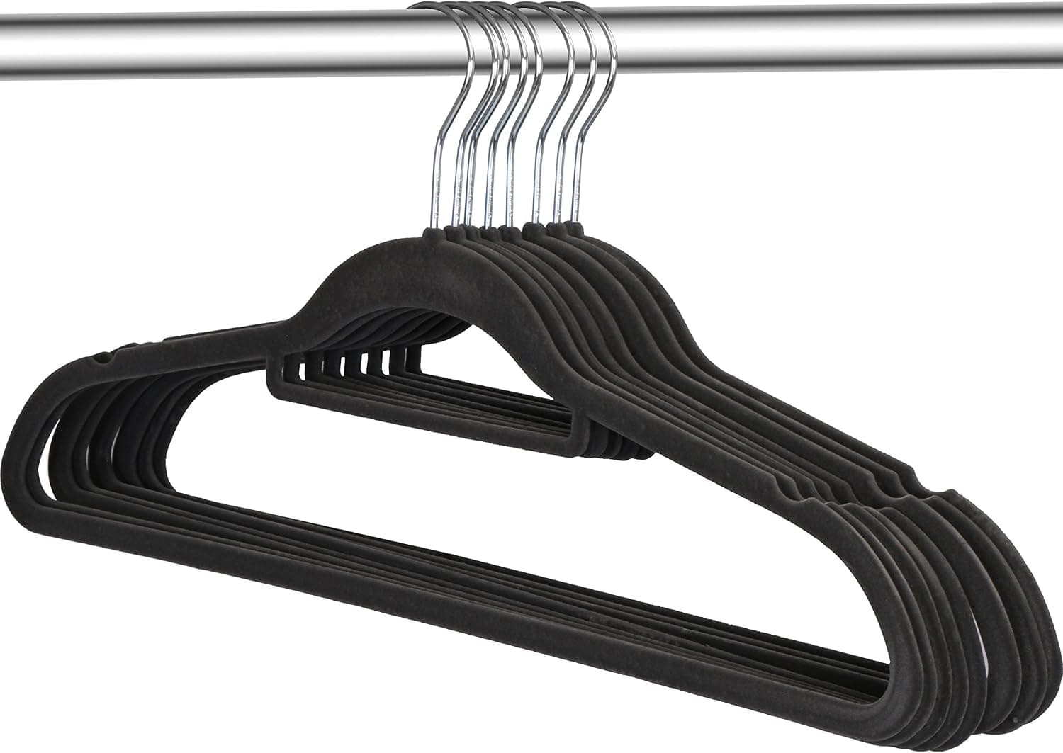 ZOYER Moyer Premium Velvet Suit Hangers Tie Bar (50 Pack) - Flocked Hangers Heavy-Duty Quality & Non-Slip Hangers - Charcoal Gray