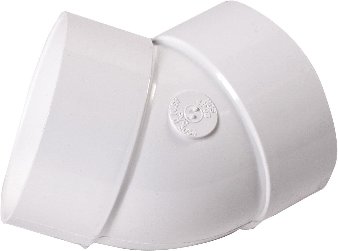 NDS 4P03 PVC 45-Degree Elbow, X Hub Solvent-Weld Connections, for Use with 4-Inch Sewer and Drain Pipes, White