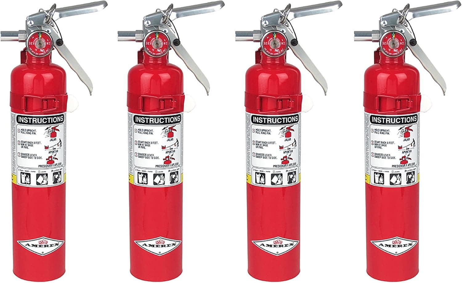 Amerex B417, 2.5lb ABC Dry Chemical Class A B C Fire Extinguisher, with Wall Bracket (4, 5.25 pounds)