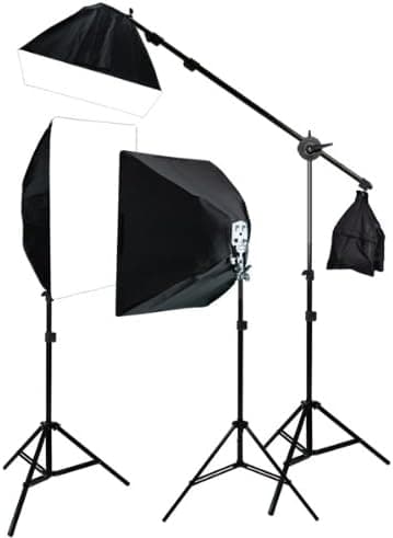 ePhoto 3200 Watt Continuous Photography Video Studio 3 Softbox Boom Stand Digital video Hair Lighting Kit H604SB2