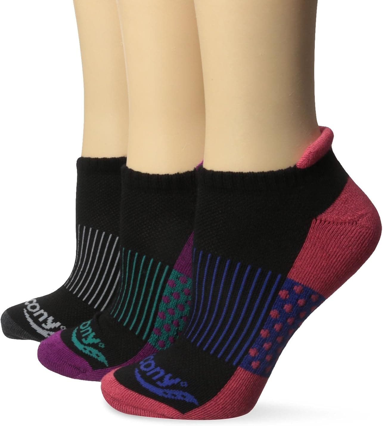 Saucony Women's 3 Pack Polka Dot No Show Athletic Sport Peformance Socks