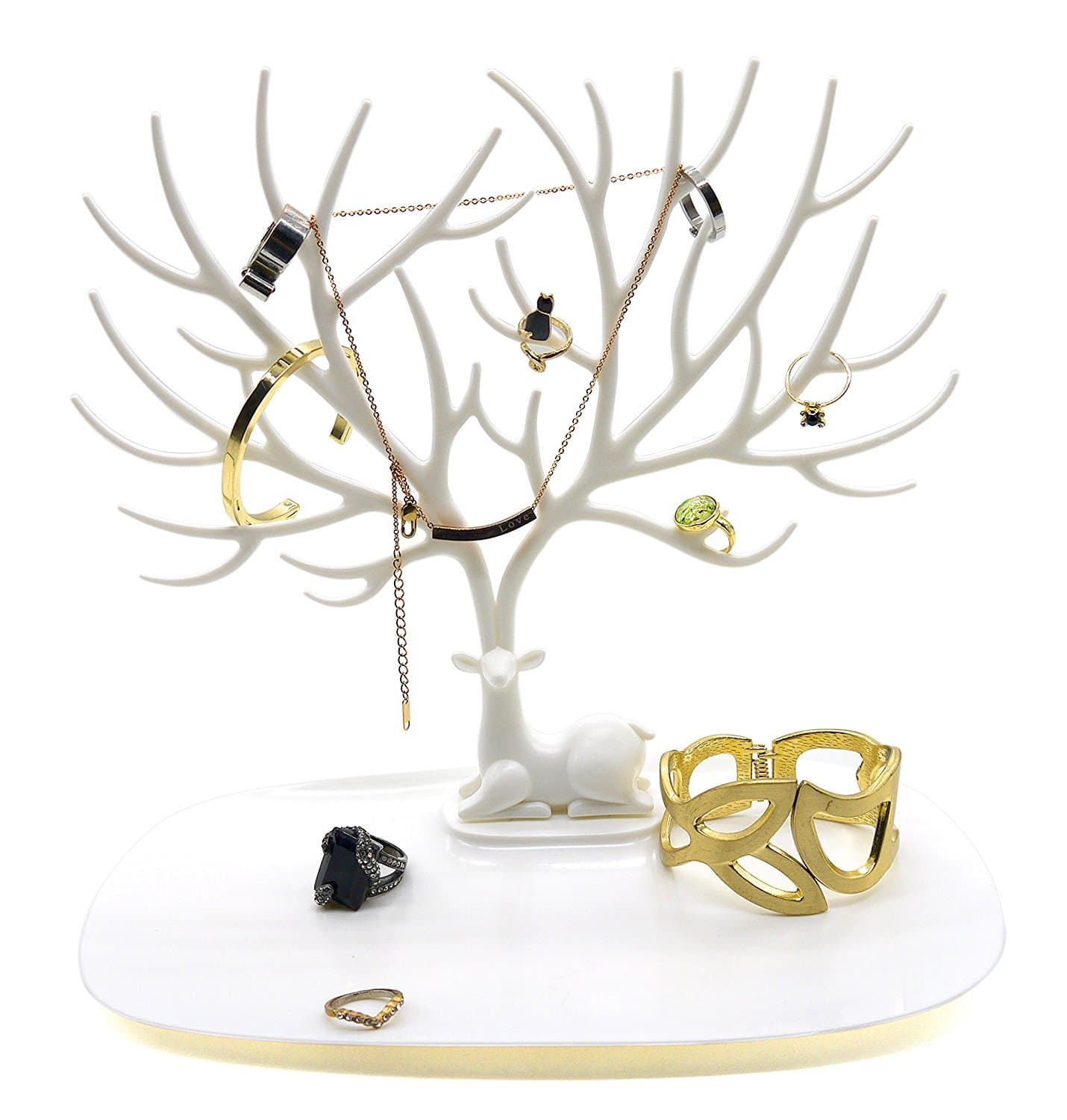 PuTwo Jewelry Holder/Organizer Jewelry Stand Display Tree, White Deer
