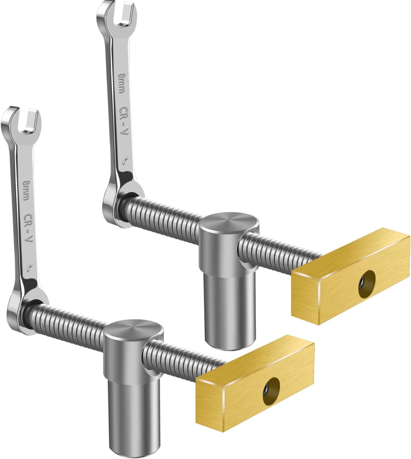 2Pack Bench Dogs Bench Dog Clamp 3/4 inch WorkinchBench Clamps for Woodworking, Desktop Bench Dogs Clamp With Adjustable Stop 19mm Stainless Steel +Brass