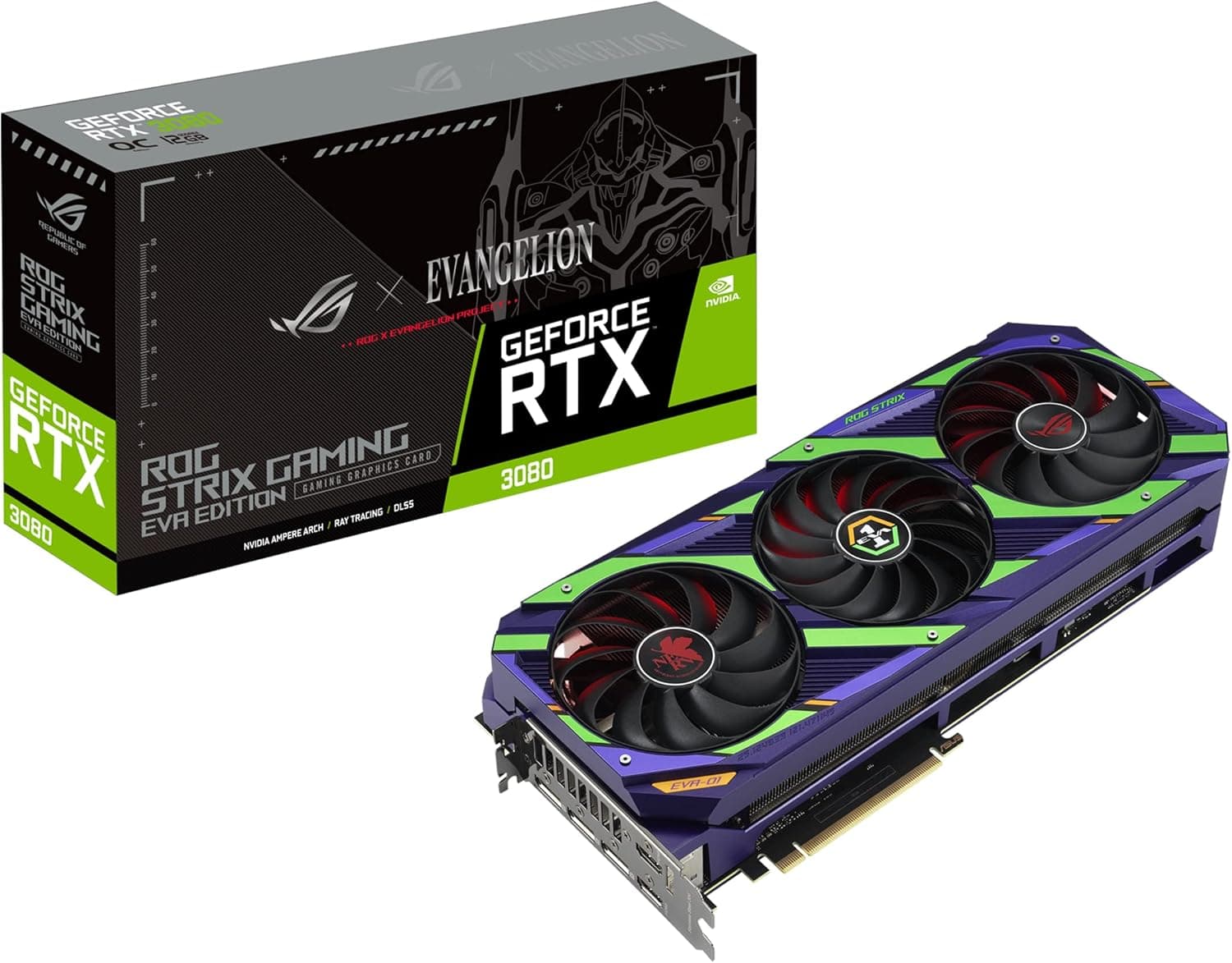 ASUS ROG Strix NVIDIA GeForce RTX 3080 EVA Edition Gaming Graphics Card (PCIe 4.0, 12GB GDDR6X, HDMI 2.1, DisplayPort 1.4a, Axial-tech Fan Design, 2.9-Slot, Super Alloy Power II, GPU Tweak)