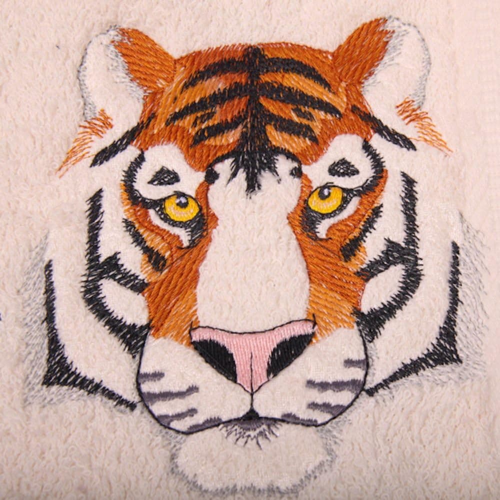 Big Black Horse LLC Bath Towel Set with Embroidered Tiger Face