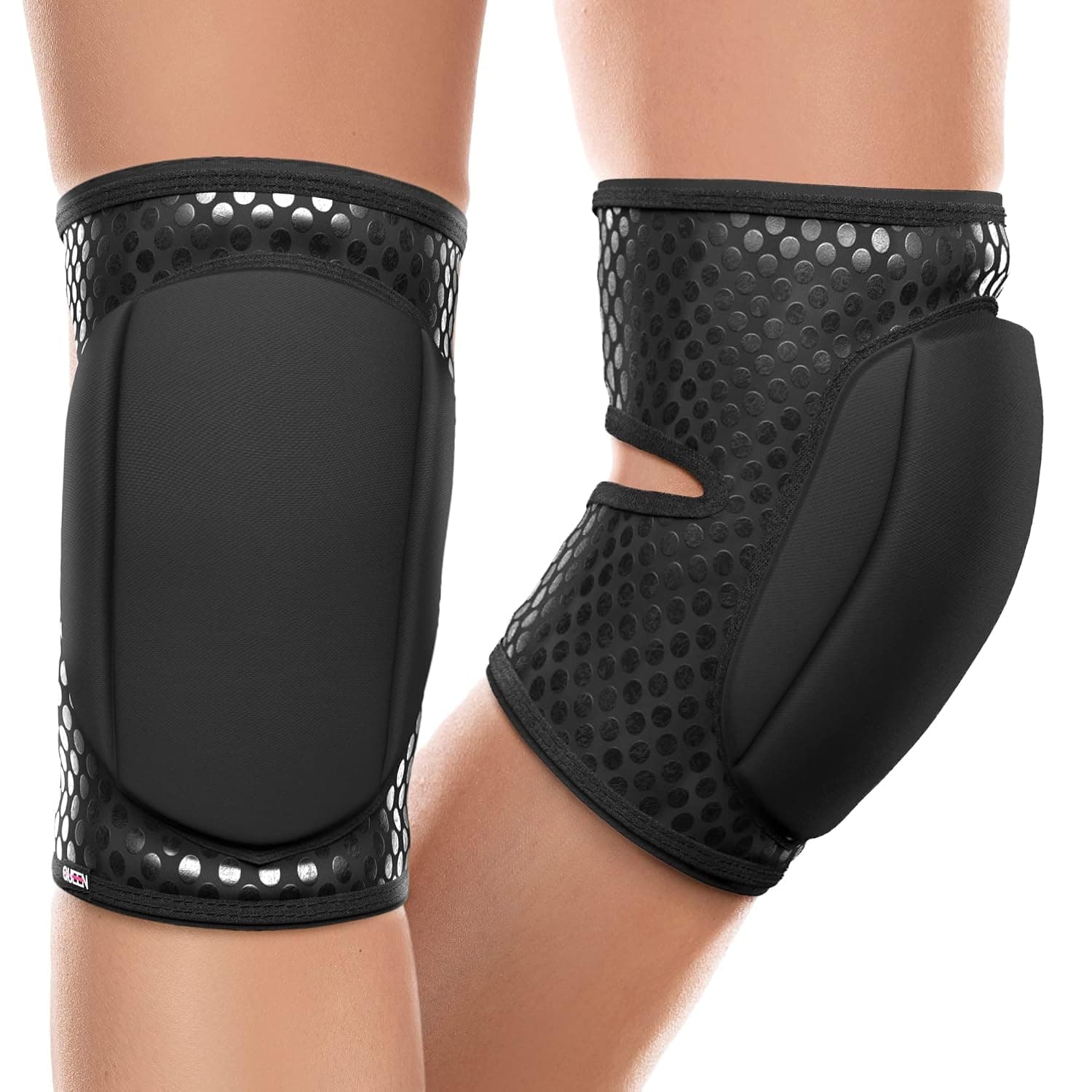 Queen Wear – Sleek Black Grip – Pole Dance Knee Pads – Perfect Woman Protection for Pylon Ballet Modern Dance and Indoor Sports (XS)
