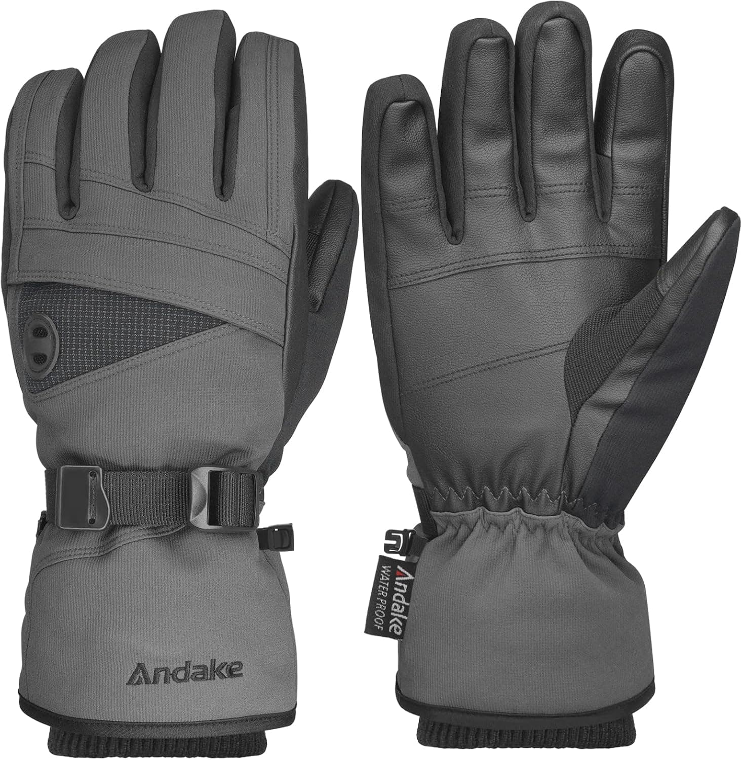 Andake Waterproof &Breathable Winter Warm Gloves Men Women Touchscreen Ski Gloves Insulated Windproof Snow Gloves with Non-Slip PU Palms for Cold Weather