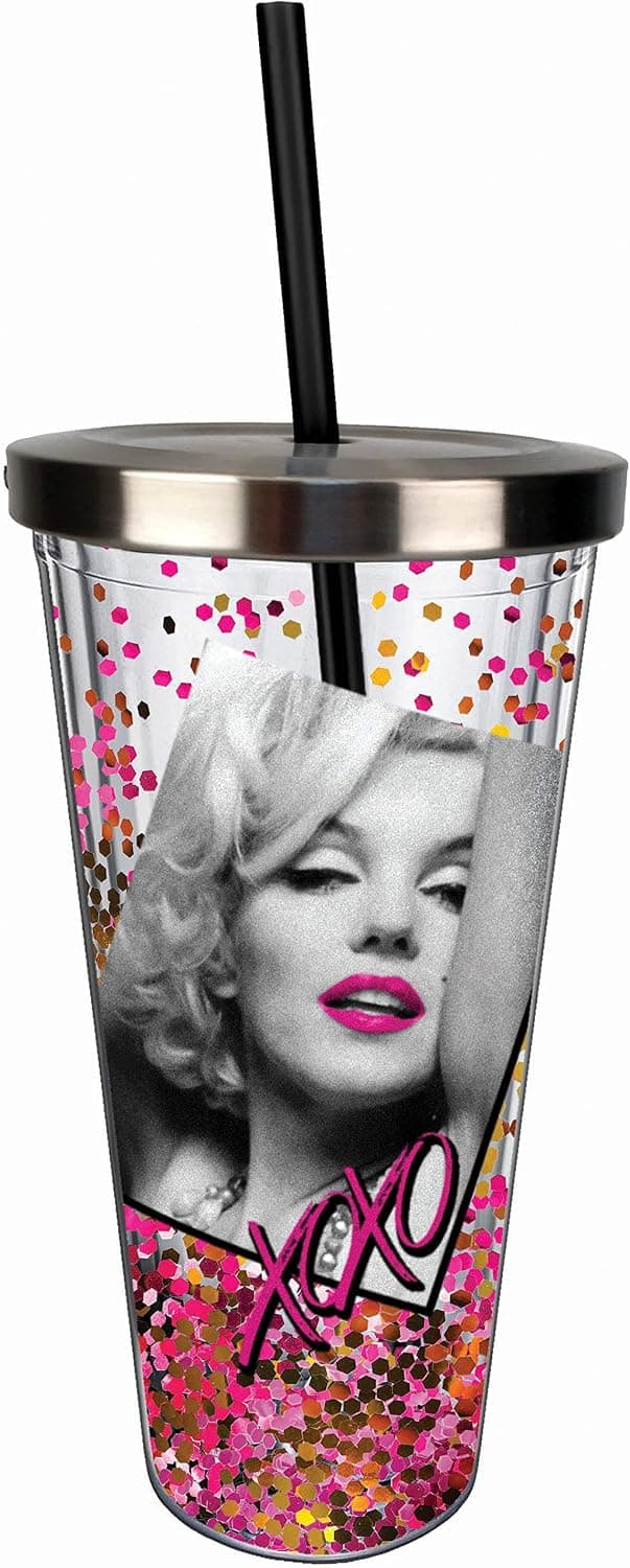 Spoontiques Marilyn Monroe Glitter Cup w/Straw