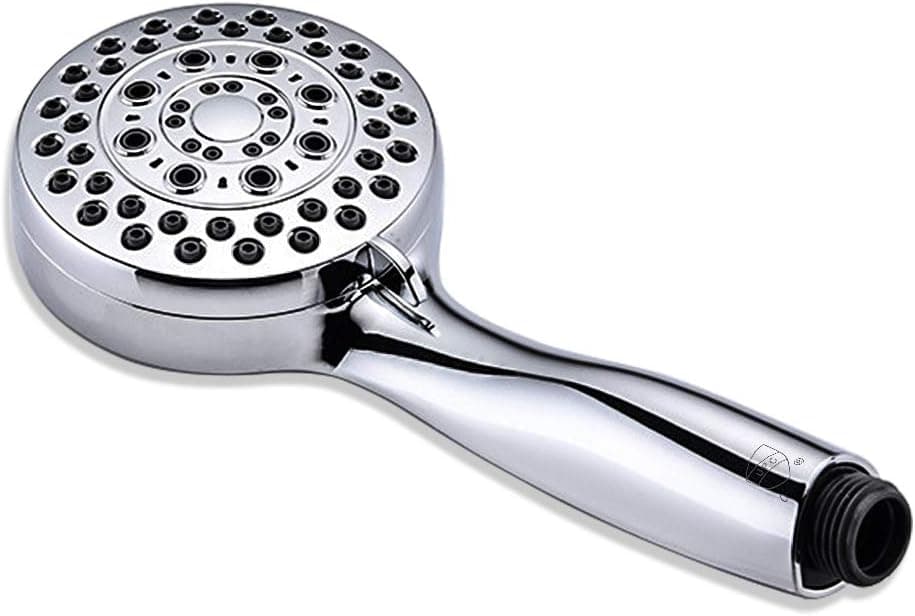 HYDRO MASTER High Pressure Shower Head with Handheld Spray, 5-Settings Fixed Showerhead with Anti-Clogging Silicone Jets, Chrome Finish (Chrome-B)
