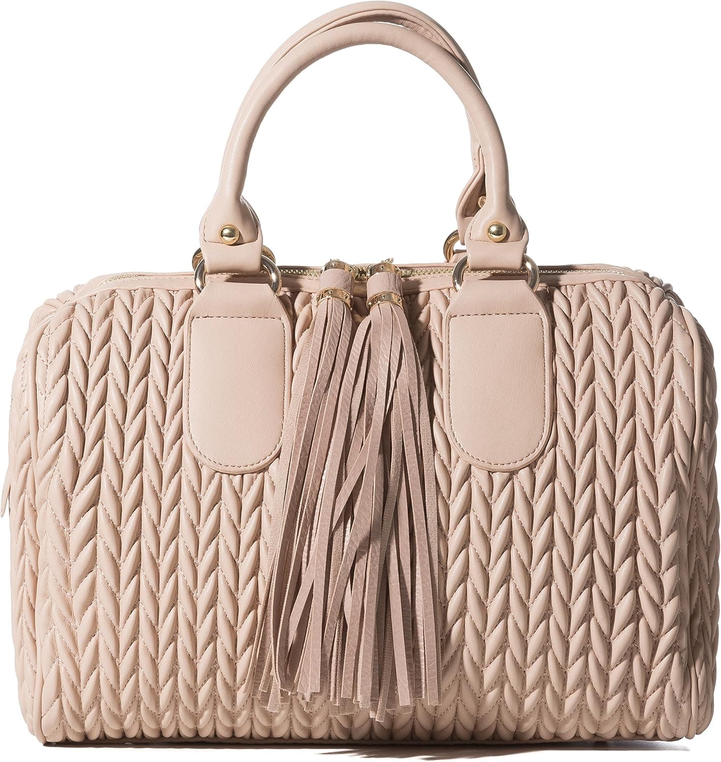 Fashion Designer Vegan Satchel Purse for Women Top Handle Handbag with Tassels Zipper Closure Handbag Republic