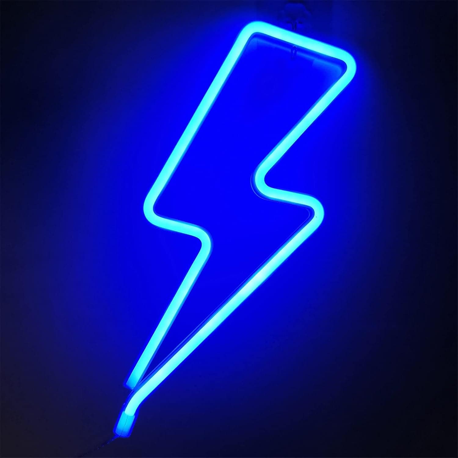 Orgrimmar LED Neon Sign Lightning Wall Light Decorative Light Battery and USB Powered Night Light for Home Wedding Christmas Decoration (Blue)