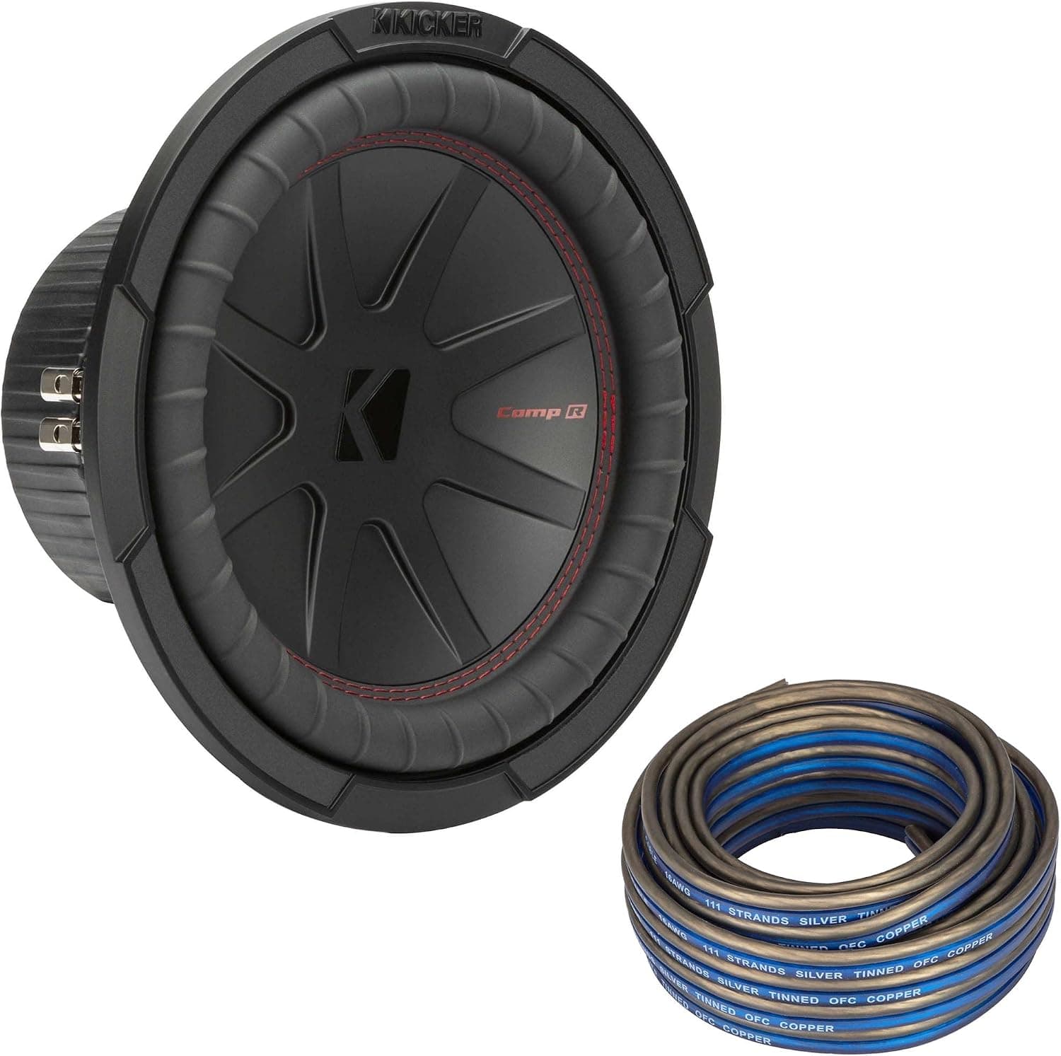 KICKER 48CWR104 CompR 10" Subwoofer, DVC, 4-ohm - Includes Speaker Wire