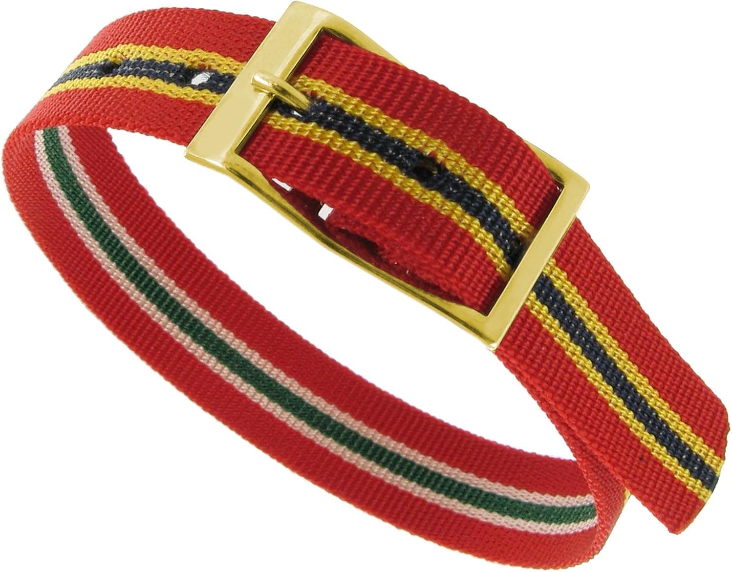 Milano 12mm Slide Through Sports Wrap Nylon Textile Red Black Yellow Stripe Reversible Watch Band Strap
