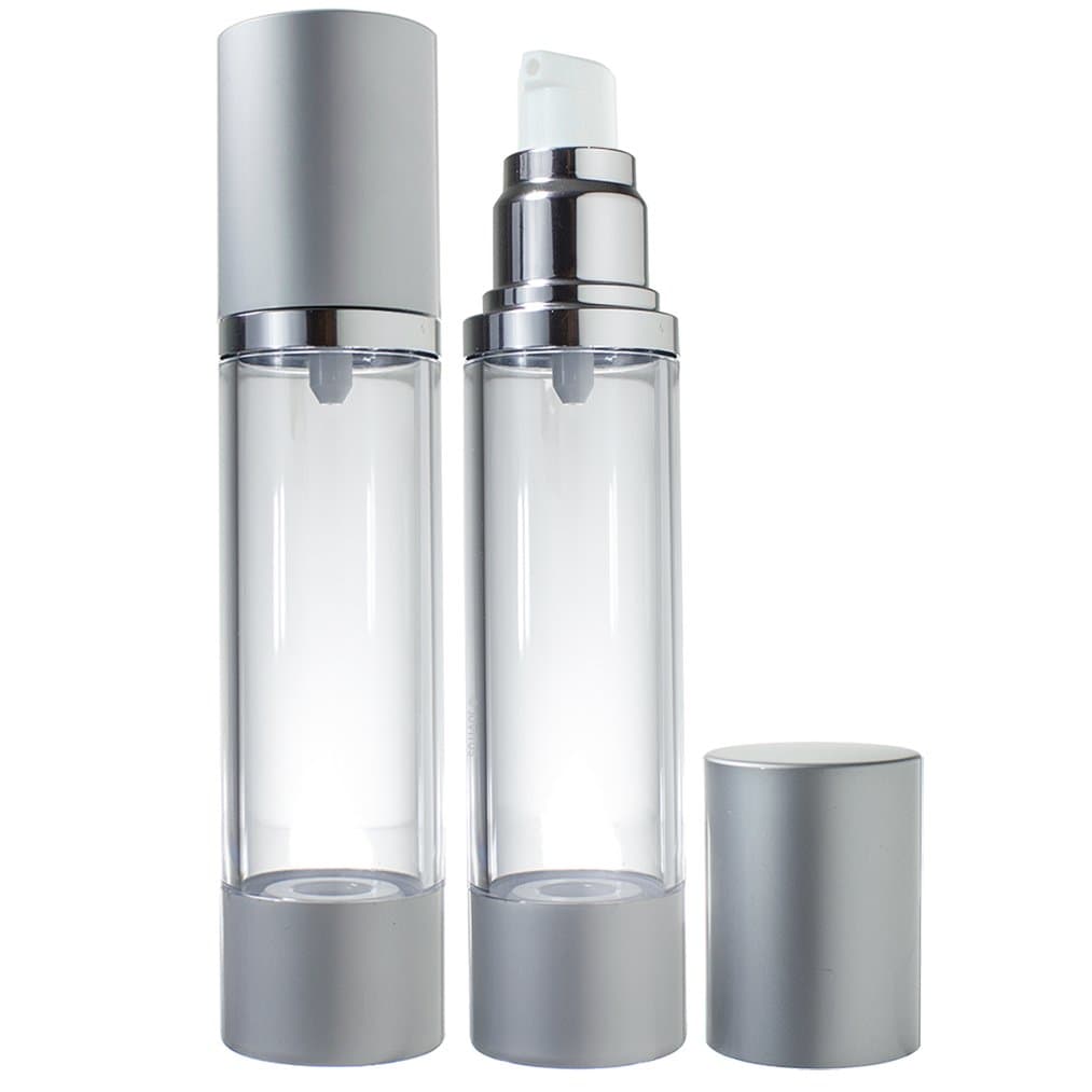 Airless Pump Bottle Silver Matte - 1.7 oz (2 Pack)