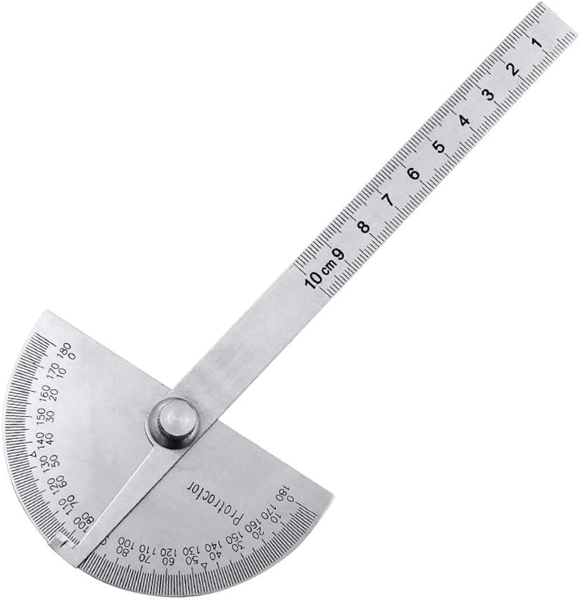 IKAAR Protractor Angle Protractor Stainless Steel Angle Finder Tool Craftsman Ruler Machinist Tool with Round Head 0 to 180 Degrees, 3.94 Inch Arm Silver