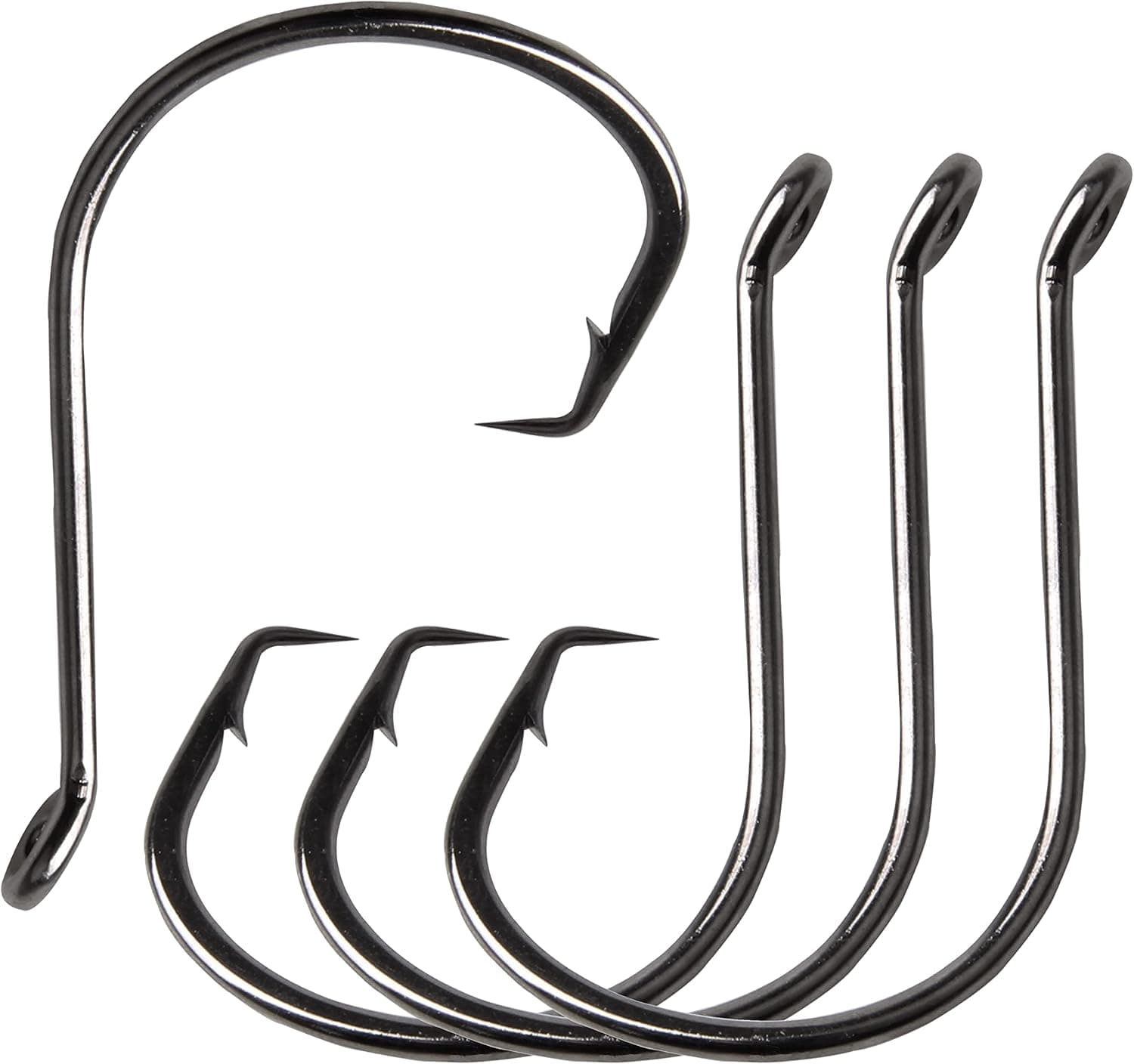 Fishing Hooks Circle Hooks Saltwater Catfish Hooks 2X Strong Offset Hooks Sharp Black Circle Hooks for Catfish Bass Freshwater Saltwater Fishing 120pcs/pack
