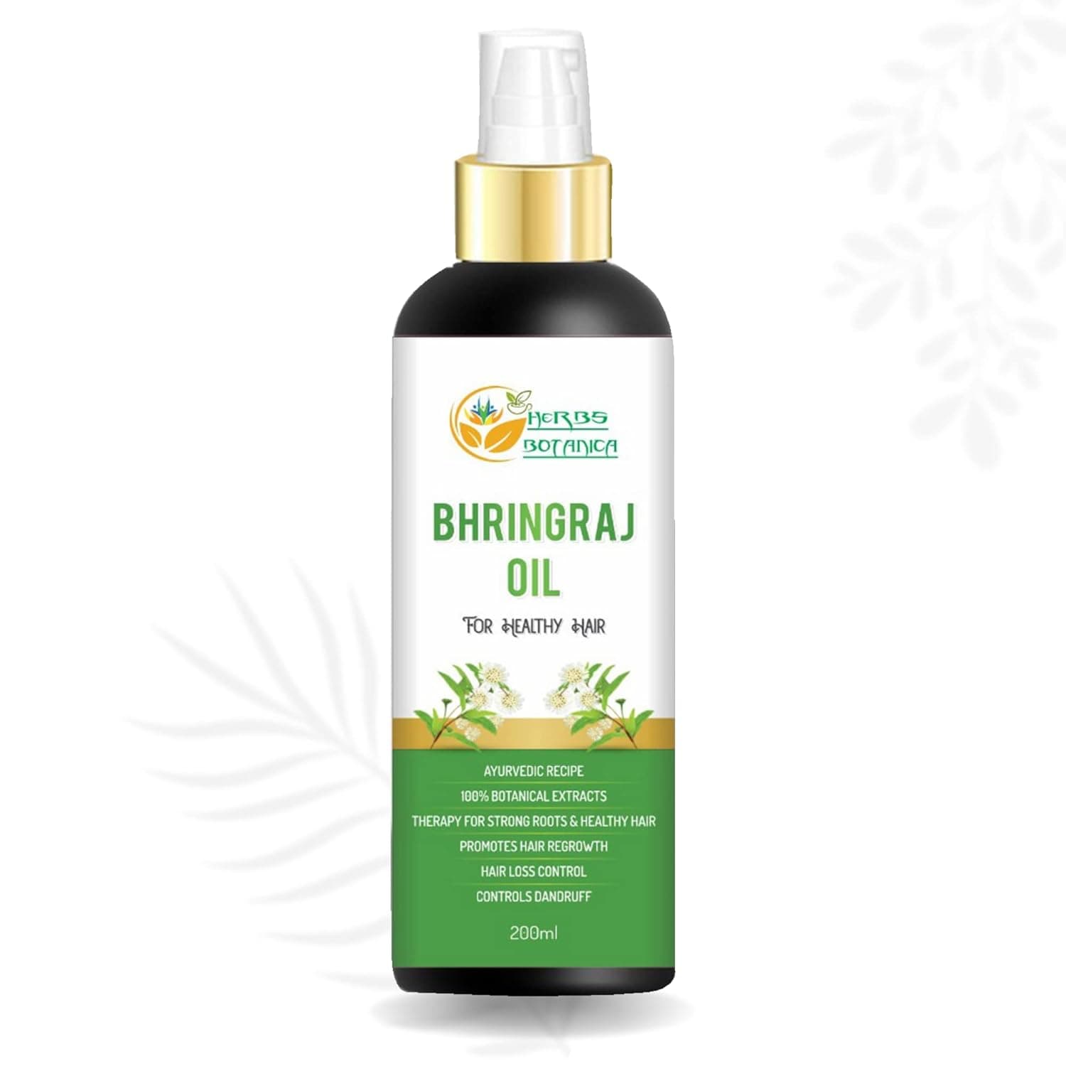 Herbs Botanica Bhringraj Oil for Hair Growth Organic Ayurvedic Bringraj Herbal hair Oil Amla Aloe Vera, Sesame, Curry Leaf Prevent Hair Fall No Silicon or Parabeen 6.76 Fl Oz / 200 ML