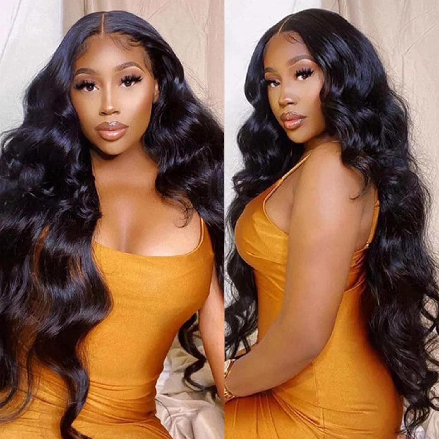 ISEE Hair Lace Front Wigs 10A Brazilian Body Wave Human Hair Wigs for Black Women Pre Plucked Hairline 180% Density 13x4 Lace Front Wigs with Baby Hair Natural Color (18Inch)