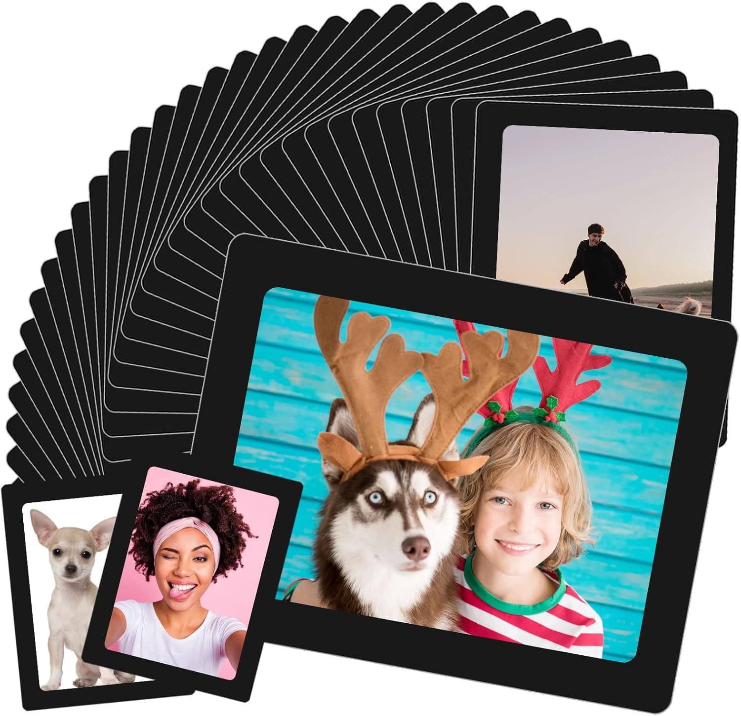 50 Pack Magnetic Photo Frames Hold 4 x 6 Inches Pictures Reusable Removable Magnetic Photo Frames for Refrigerator Locker Tiles Cabinet Door Surface at Home Office and Other Metallic Surfaces, Black